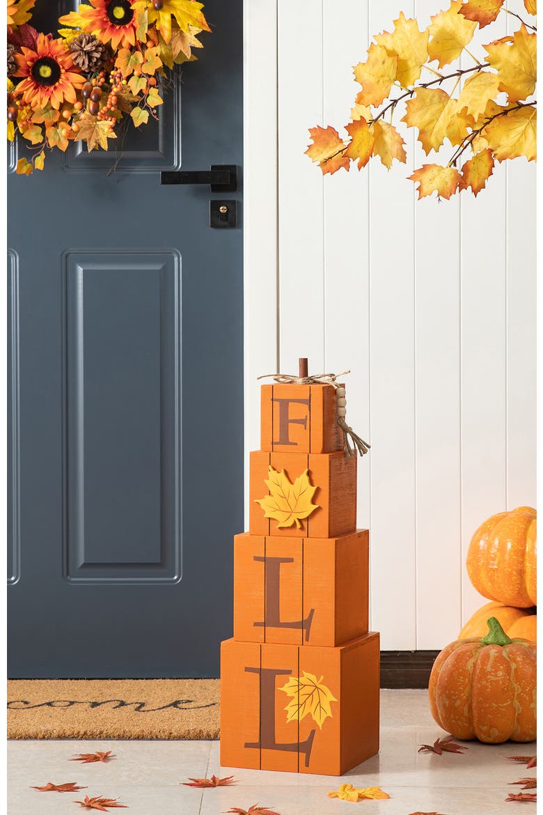 Halloween and Fall Wood Reversible Boxed Porch Decor, Alternate, color, Orange