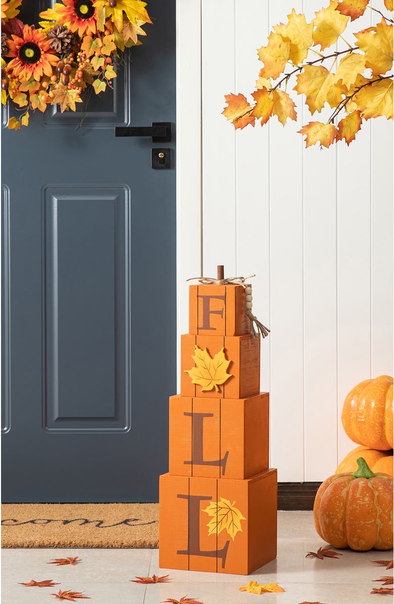 Glitzhome Halloween and Fall Wood Reversible Boxed Porch Decor, Alternate, color, 