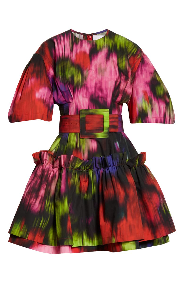 Carolina Herrera Floral Print Ruffle Hem Minidress, Alternate, color,