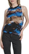 DKNY Print Sleeveless Chiffon Bubble Top
