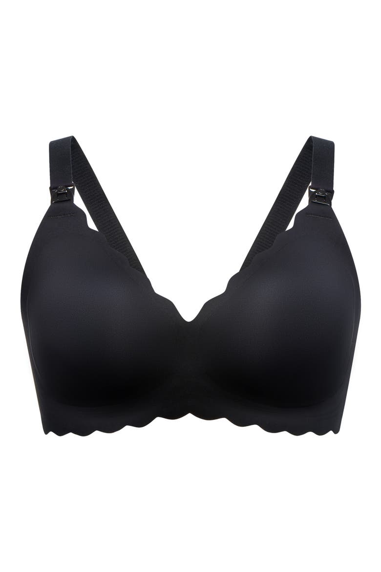 YN46 Floral Nursing Bra, Alternate, color, BLACK