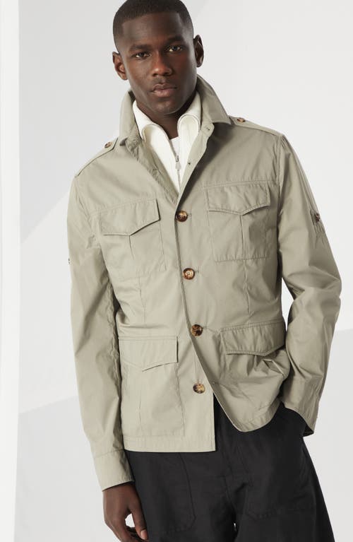 Brunello Cucinelli Waterproof Beige Techno Cotton Jacket In Khaki