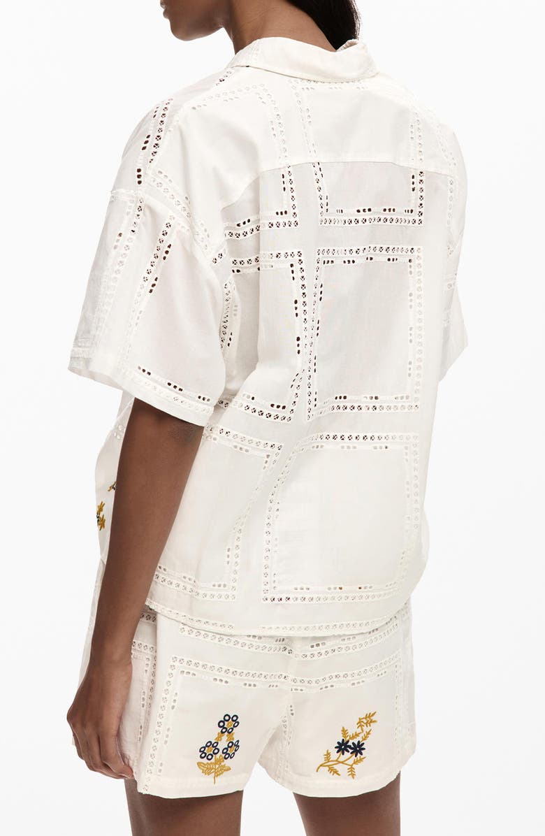 Desigual Embroidered Woven Shirt, Alternate, color, White