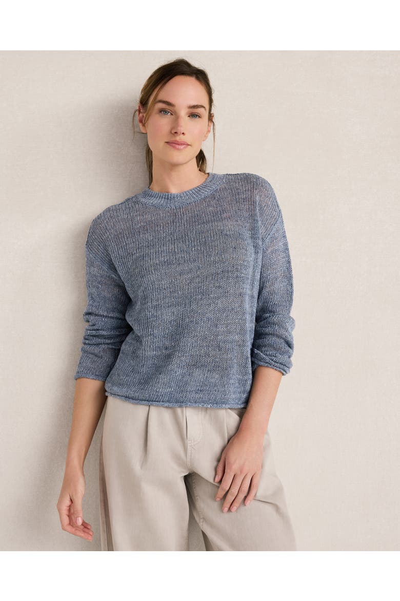 Linen Tape Yarn Heather Sweater, Main, color, Ocean Blue Hthr