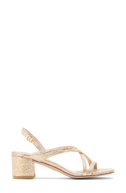 Stuart Weitzman Oasis 50 Block Heel Sandal In Washed Gold