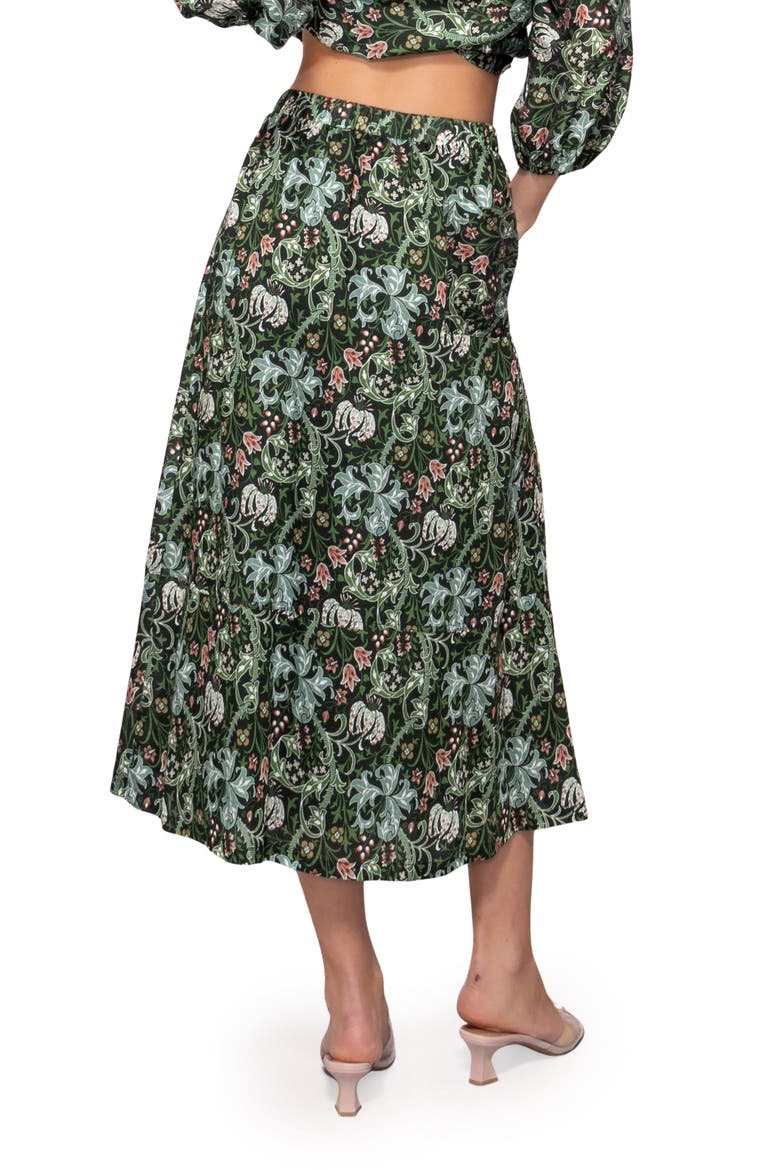 Print Midi Skirt, Alternate, color, GREEN MULTI