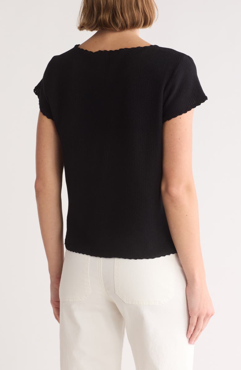 Adrianna Papell Boat Neck Cap Sleeve Seed Stitch Sweater, Alternate, color, Black