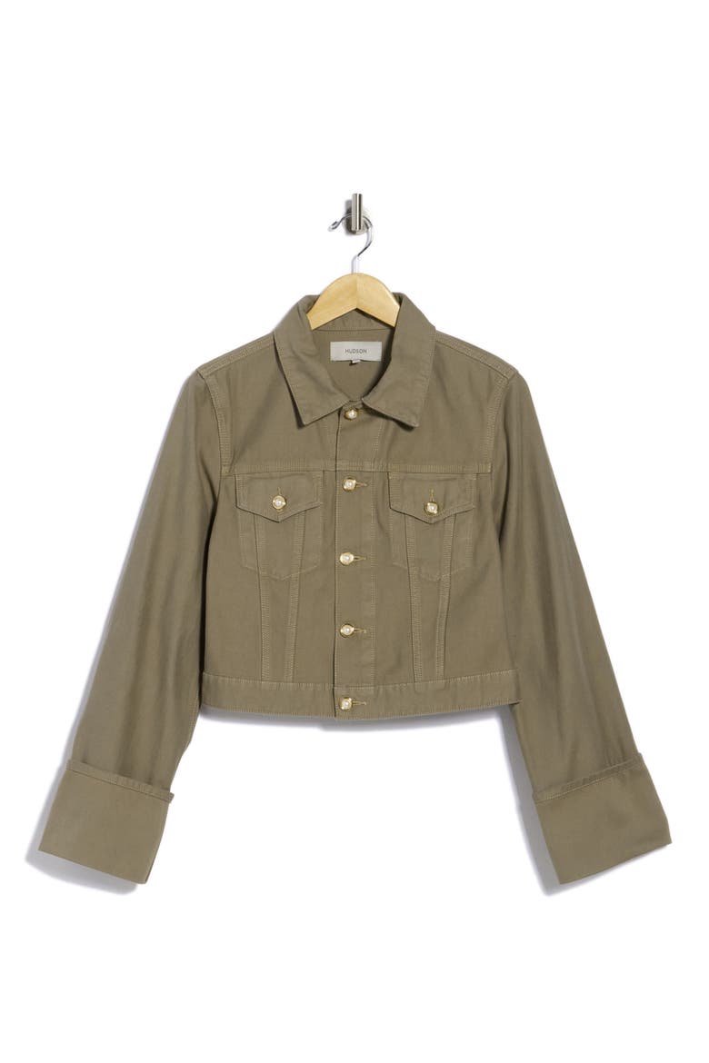 Cuffed Cropped Utility Jacket, Main, color, WASHED OLIVE