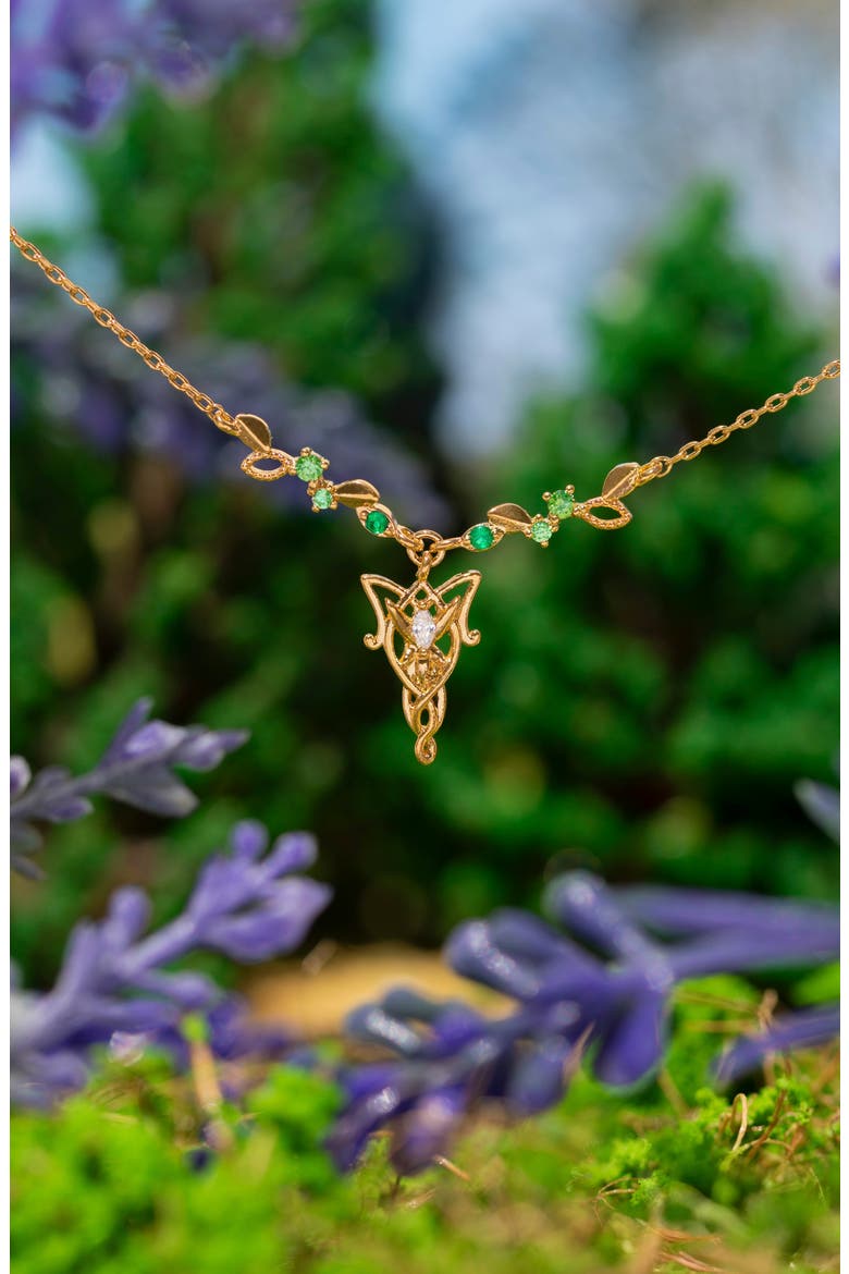 18k Gold Plated Cubic Zirconia Elven Pendant Necklace, Alternate, color, GOLD