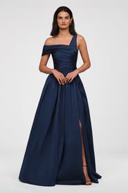 Theia Avery Asymmetric Taffeta Gown
