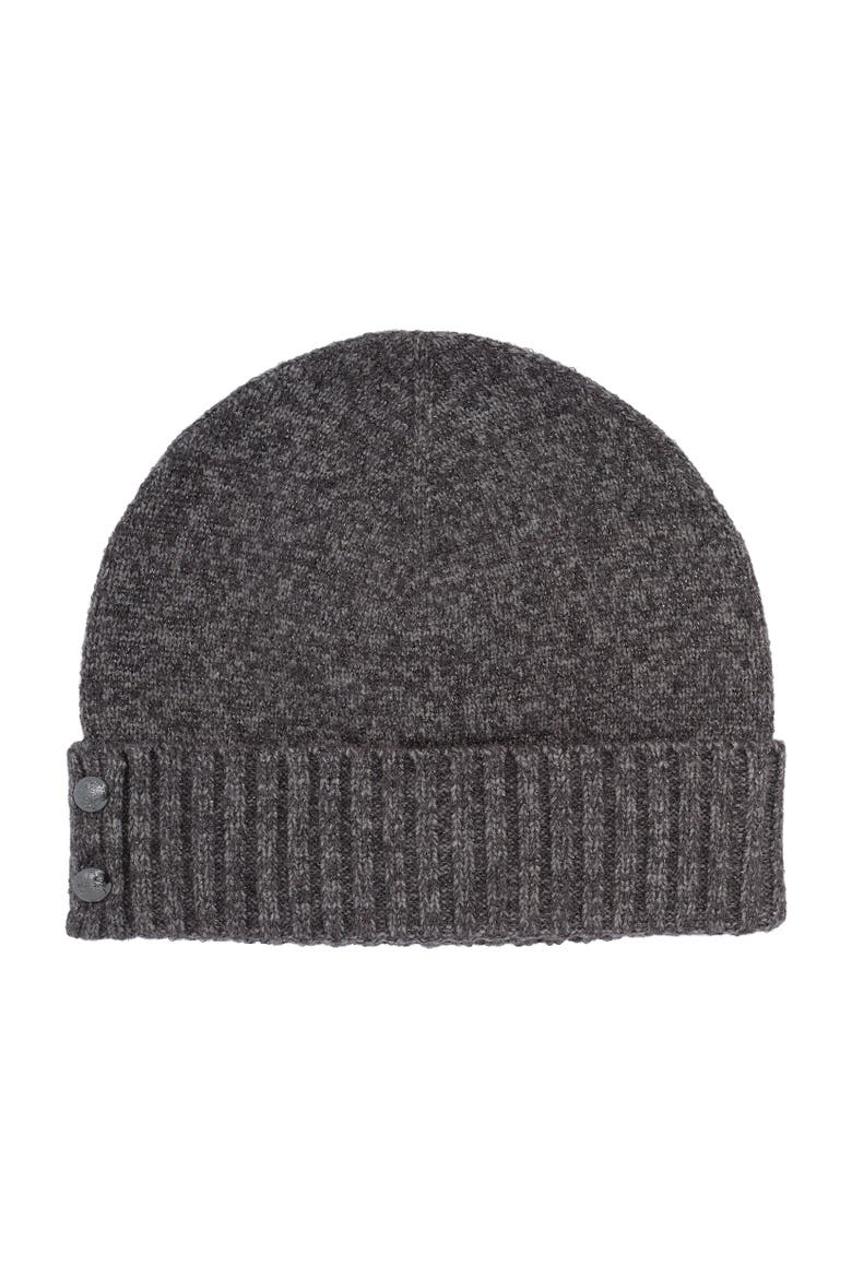 metallic two button knit beanie, Main, color, charcoal