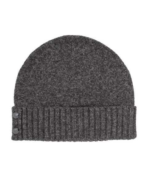 metallic two button knit beanie