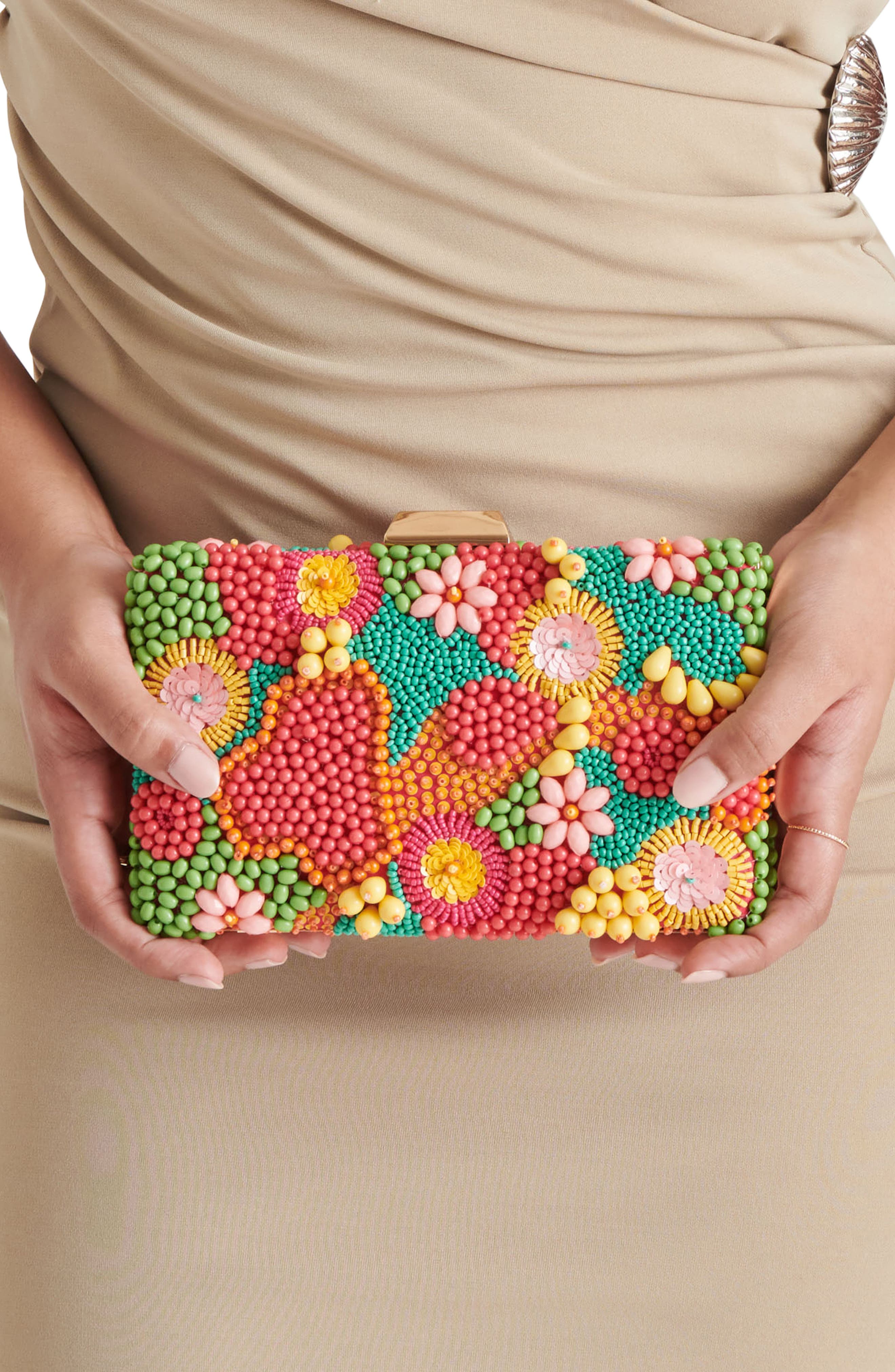 Dolce Vita Beaded Box Clutch, Alternate, color, Coral Multi
