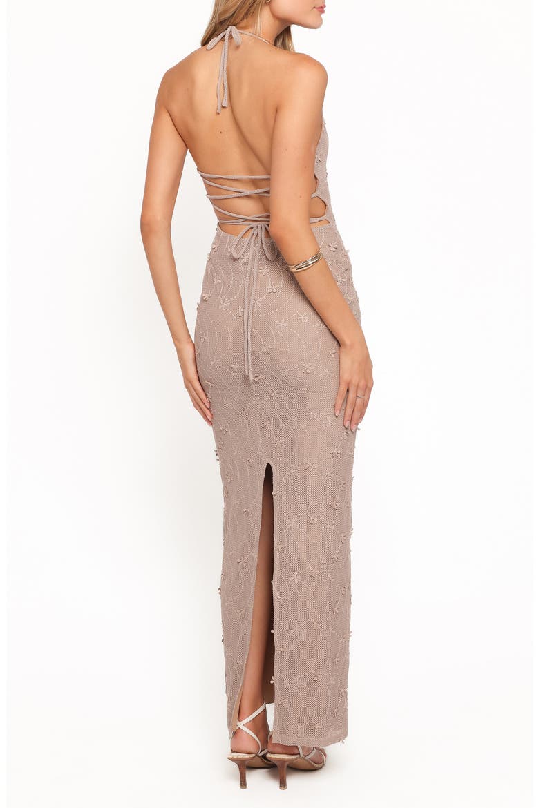Riley Floral Halter Maxi Dress, Alternate, color, TAUPE