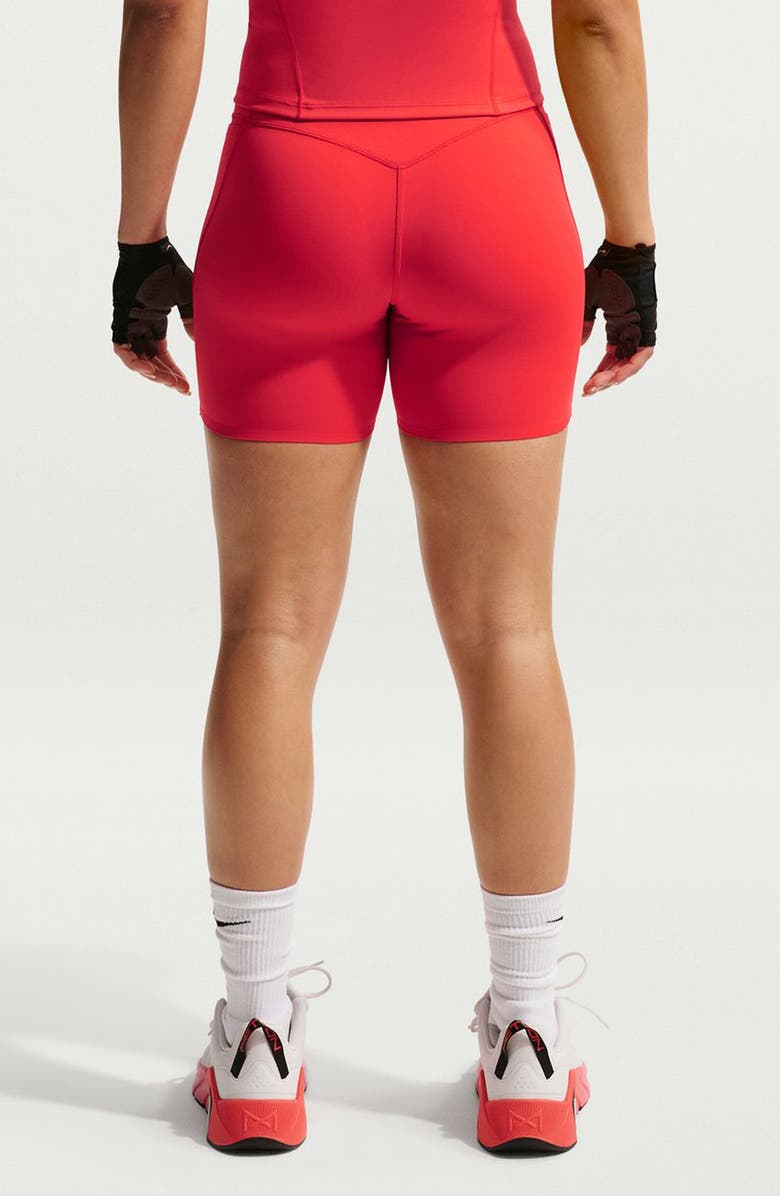 Nike Universa Medium-Support High-Waisted 5-Inch Pocket Biker Shorts, Alternate, color, Light Crimson/ University Red