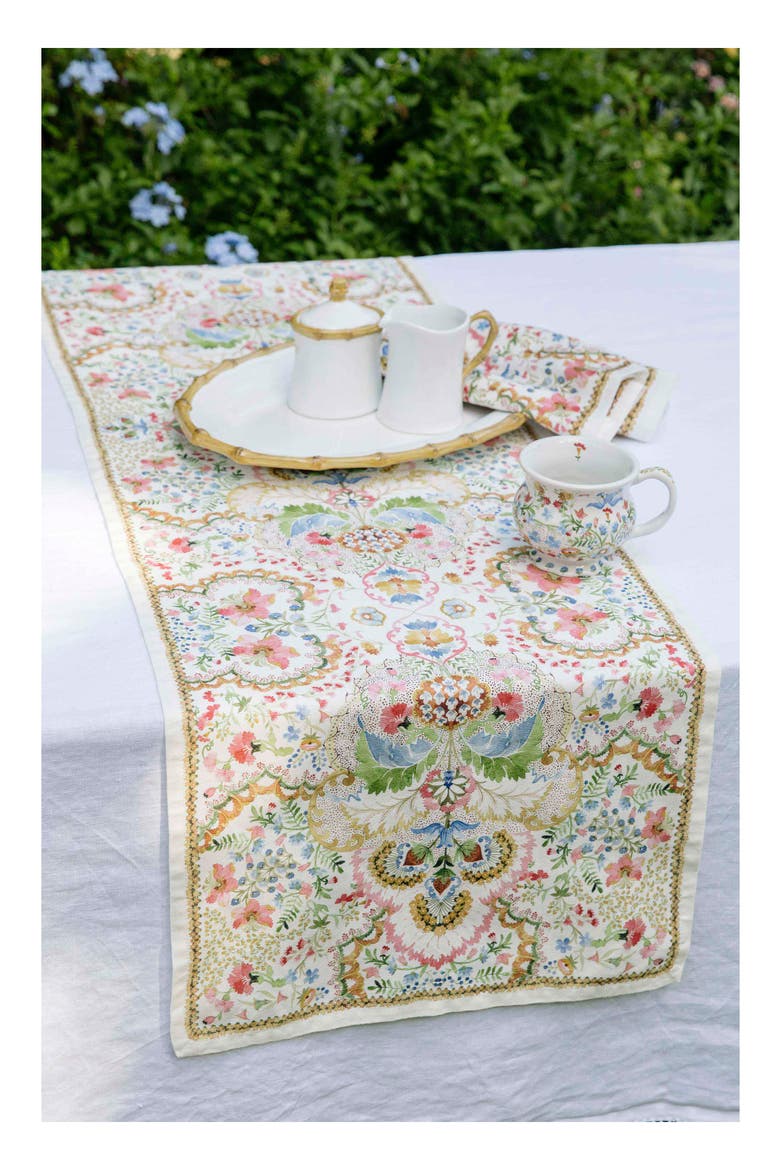Sofia Linen Table Runner, Alternate, color, MULTI GREEN