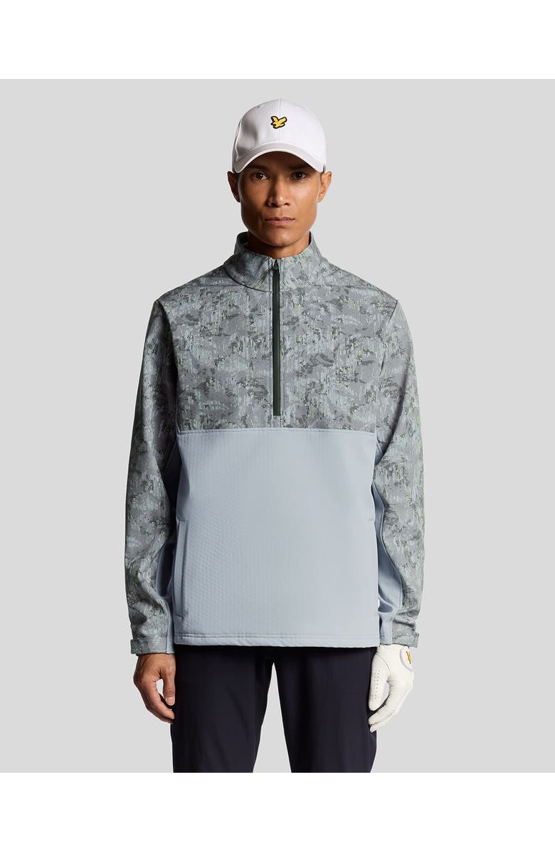 Lyle & Scott Golf Printed Half Zip Windjammer Jacket, Main, color, True Iron/ Jet Black