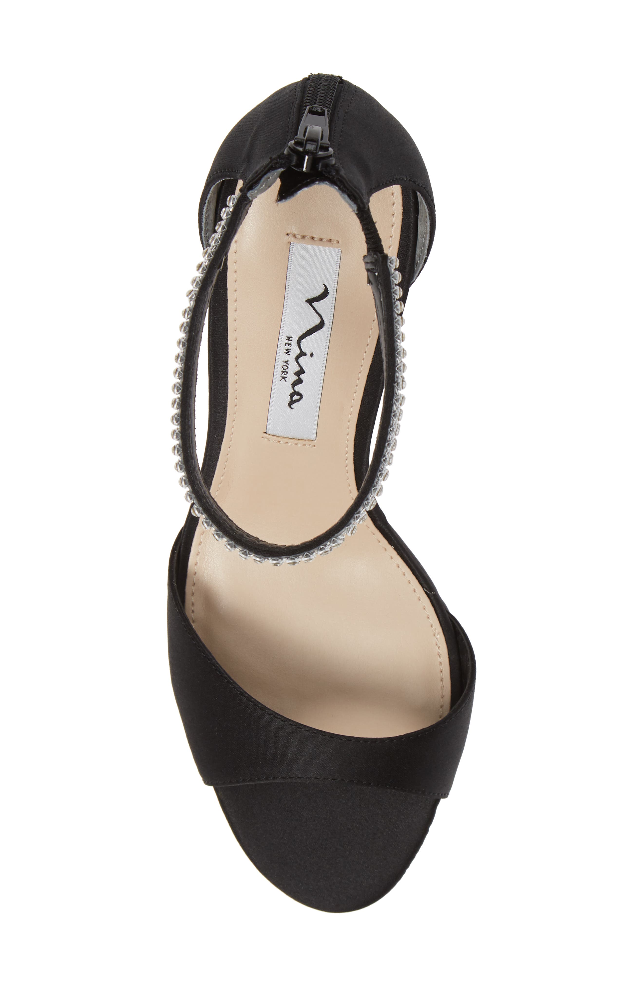 Nina Volanda Ankle Strap Sandal, Alternate, color, Black Satin