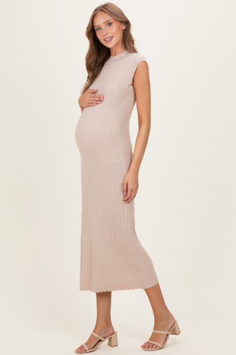 Ribbed Knit Mock Neck Maxi Dress
