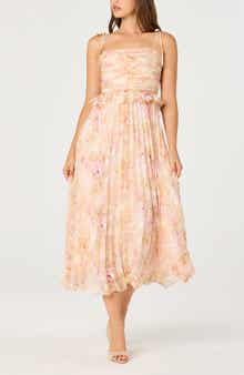 Emerys Metallic Floral Pleated Midi Dress