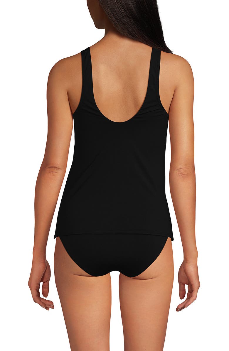 Lands' End Chlorine Resistant Side Tie V-neck Tankini Swimsuit Top, Alternate, color, Black