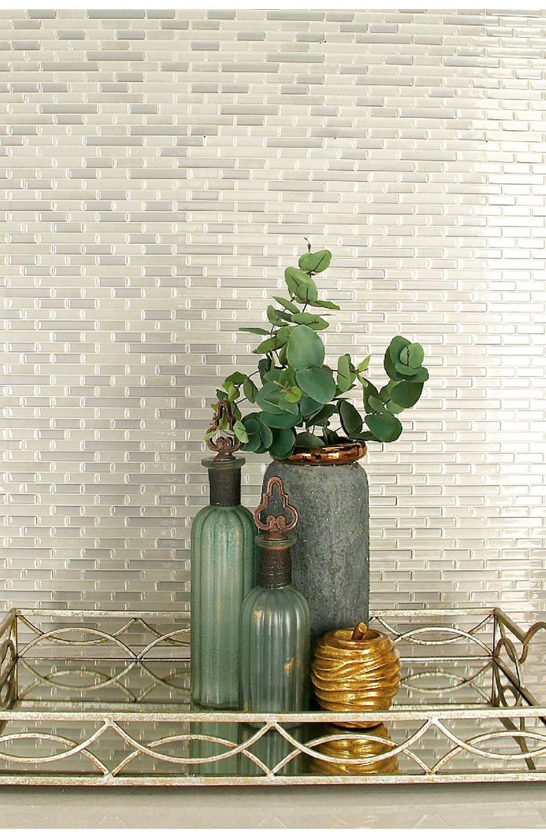 WILLOW ROW Silver Metal Mirrored Tray, Alternate, color, 