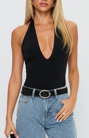 Princess Polly Kendrae Plunge Neck Halter Bodysuit