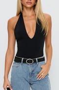 Princess Polly Kendrae Plunge Neck Halter Bodysuit