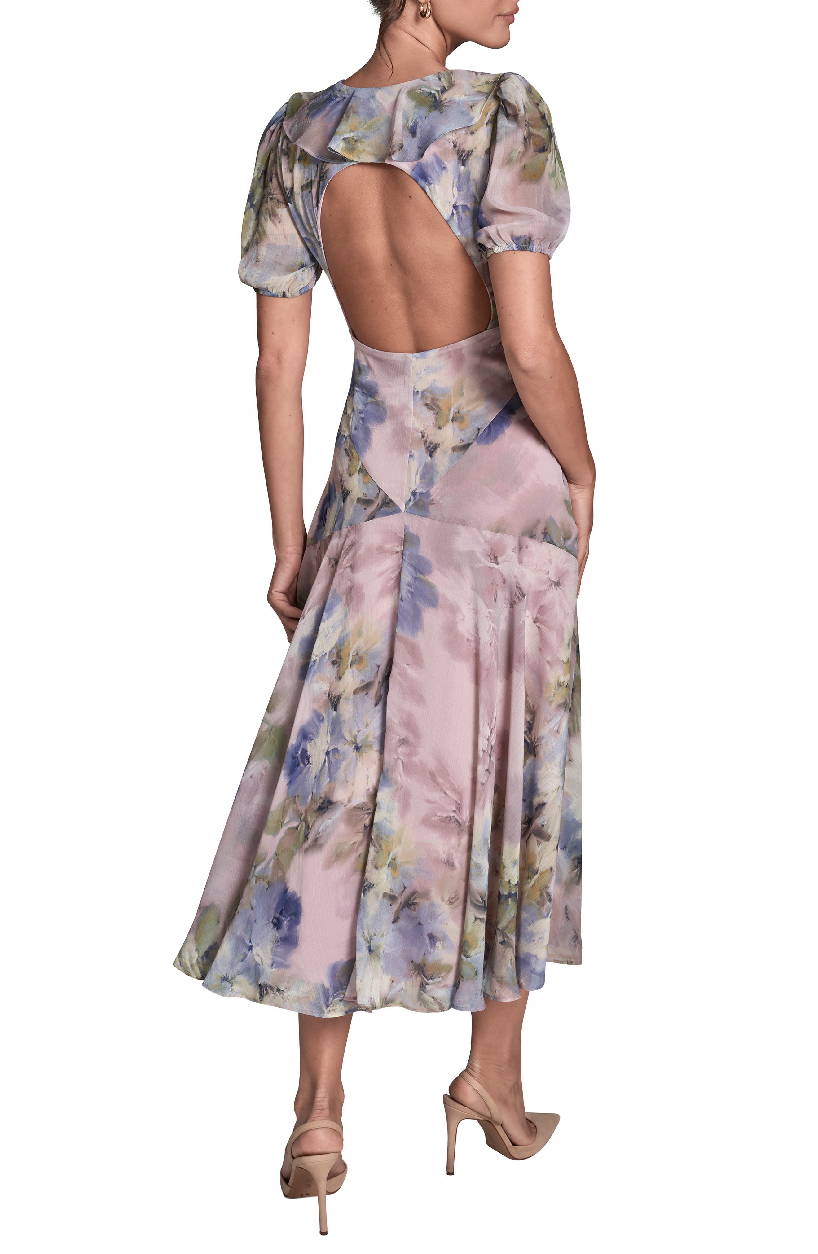 Floral Open Back Ruffle Midi Dress - image 2
