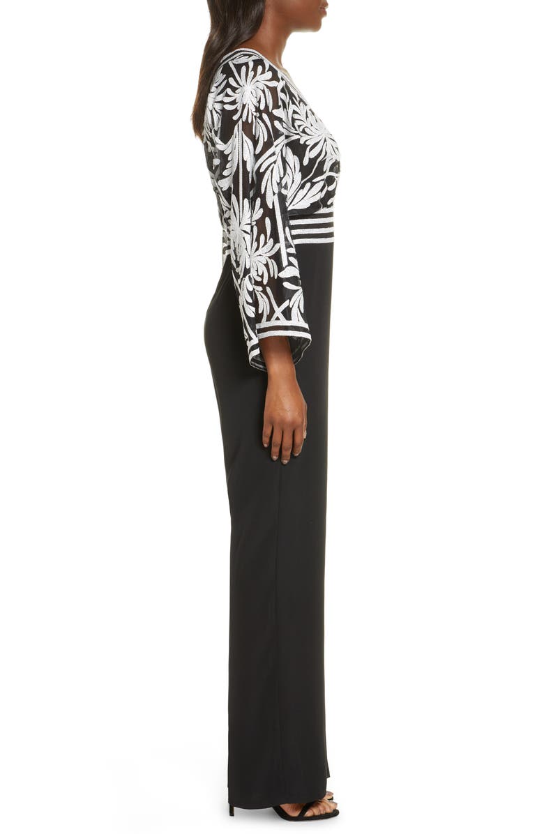 Tadashi Shoji Lace Crepe Jumpsuit, Alternate, color,