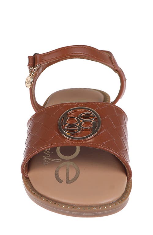 Bebe Little Girls Embossed Flat With Medallion Hardware Sandals In Cognac