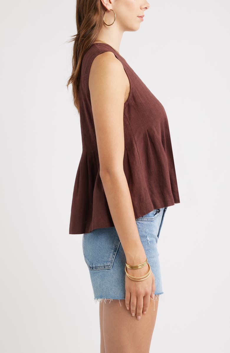 Treasure & Bond Sleeveless Pleated Linen Blend Top, Alternate, color, Brown Malicacia