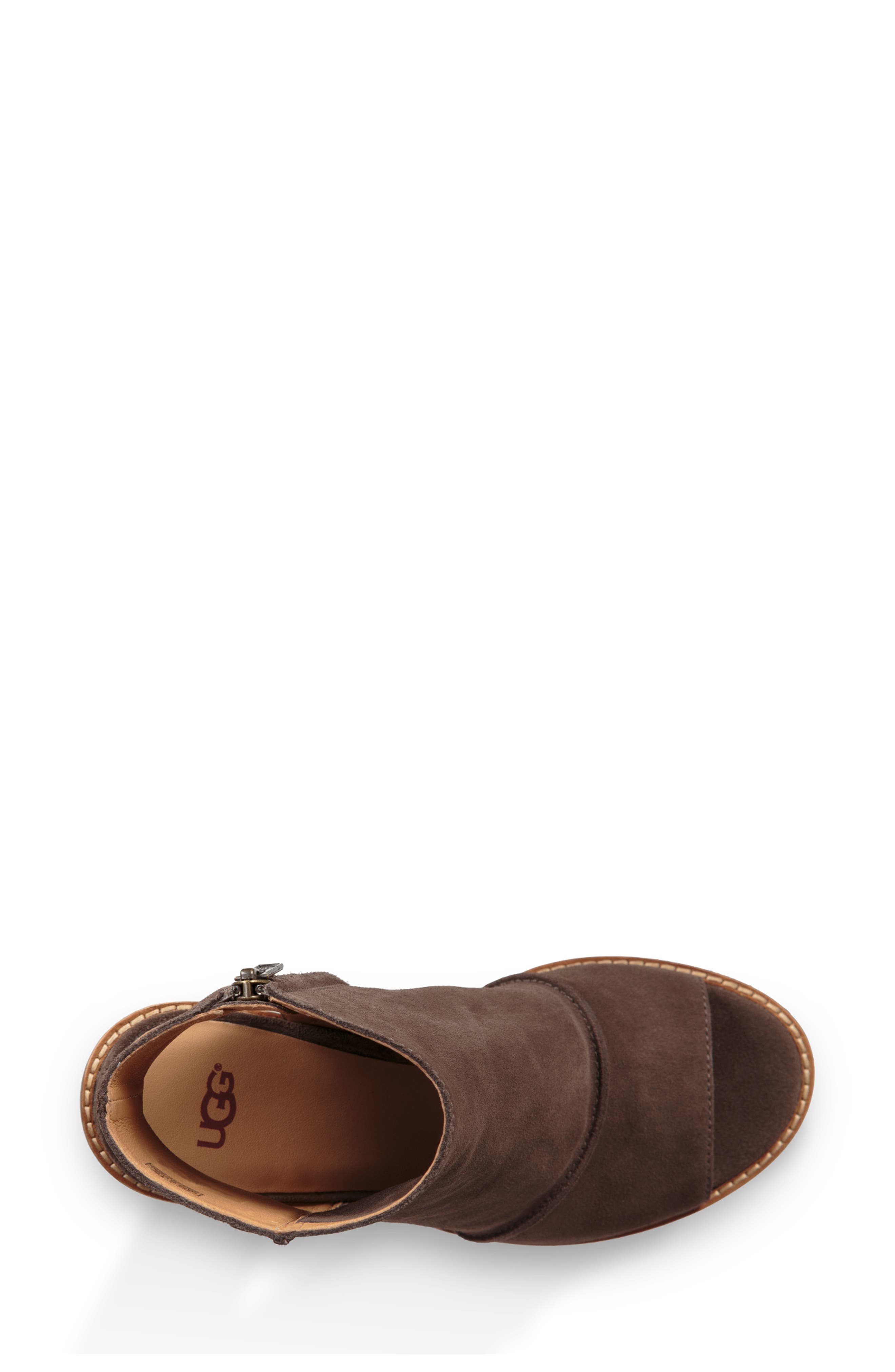 Valencia Peep Toe Bootie, Alternate, color, MYSTERIOUS LEATHER
