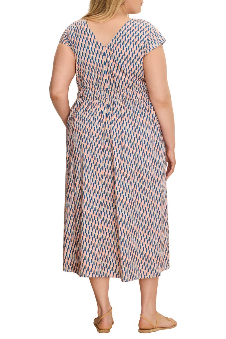 Sideways Dierdre Cap Sleeve Stretch Cotton Midi Dress, Alternate, color, PINK MULTI