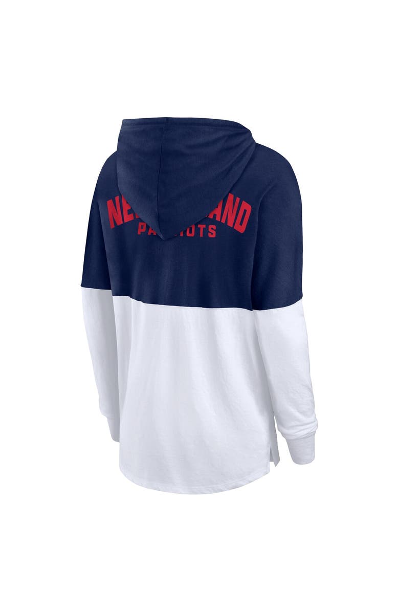 FANATICS Women's Fanatics Navy/White New England Patriots Backup Option Long Sleeve Hoodie T-Shirt, Alternate, color, Navy