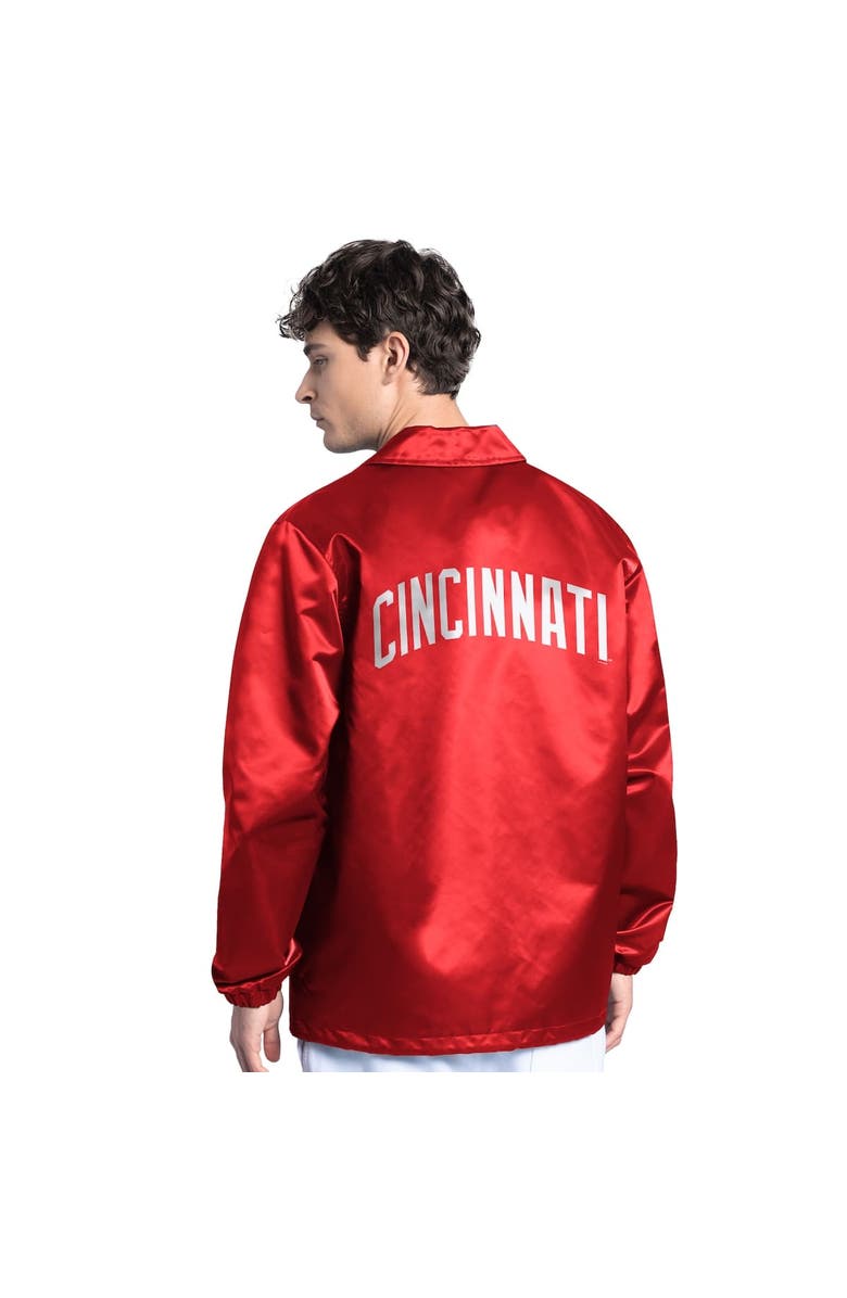 STARTER Men's Starter  Red Cincinnati Reds Cooperstown Collection Point Man Full-Snap Coaches Jacket, Alternate, color, Red