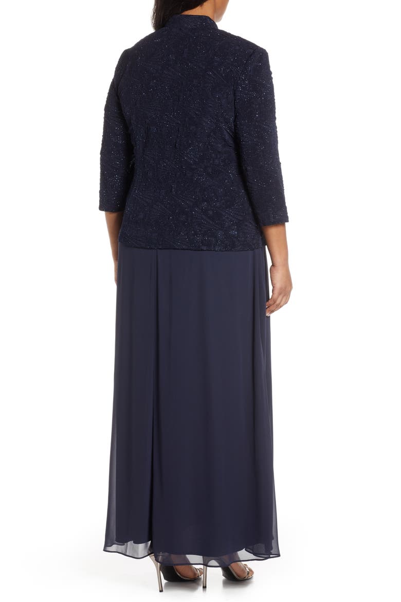 Mock Two-Piece Gown with Jacket, Alternate, color, NAVY