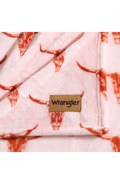 Wrangler Steer Head Ultra Soft Plush Fleece Reversible Thro In Pink