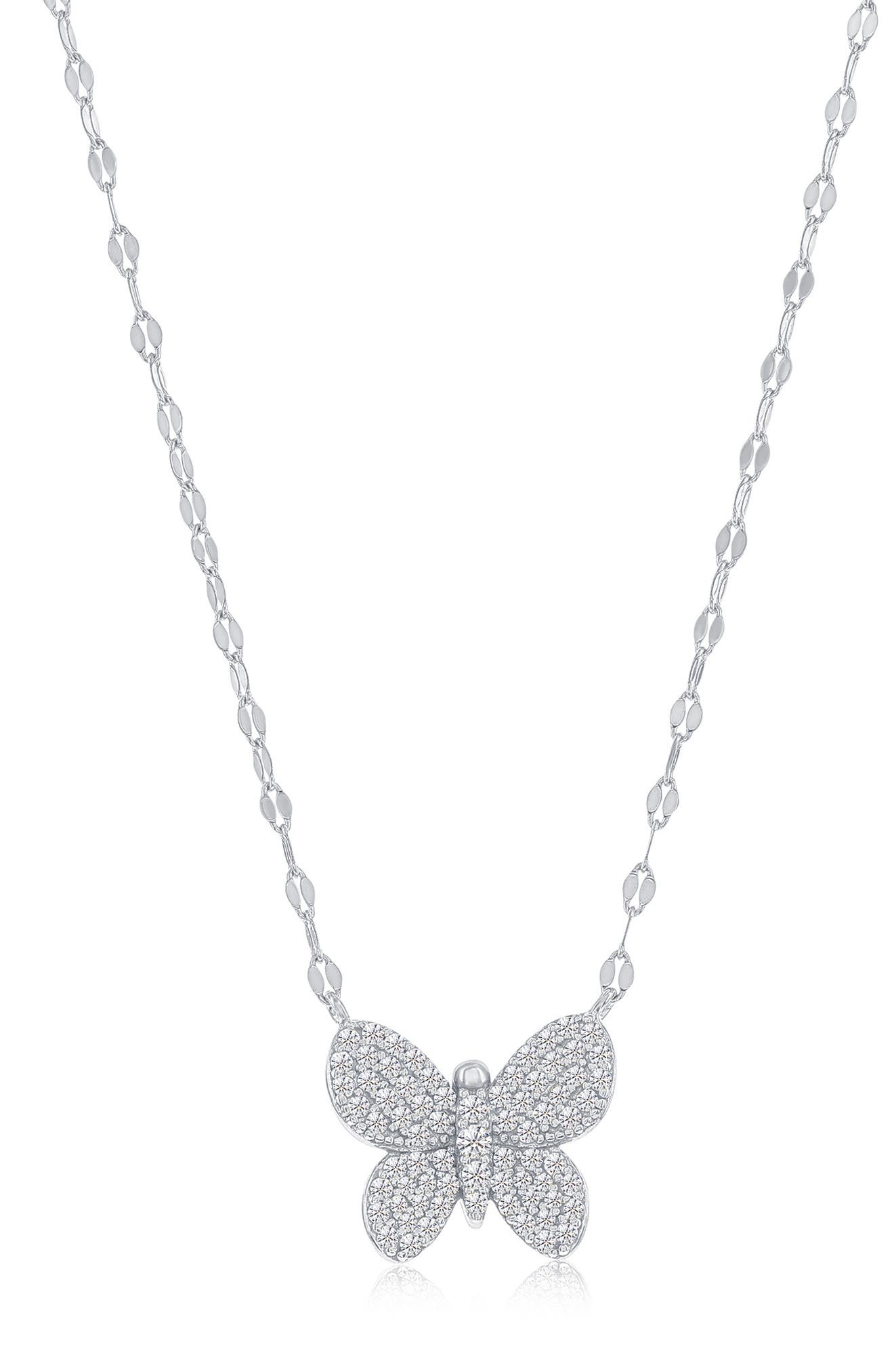 SIMONA CZ Butterfly Pendant Mirror Necklace