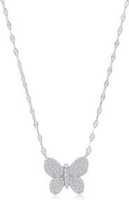 SIMONA CZ Butterfly Pendant Mirror Necklace