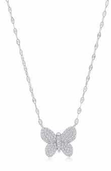 SIMONA CZ Butterfly Pendant Mirror Necklace