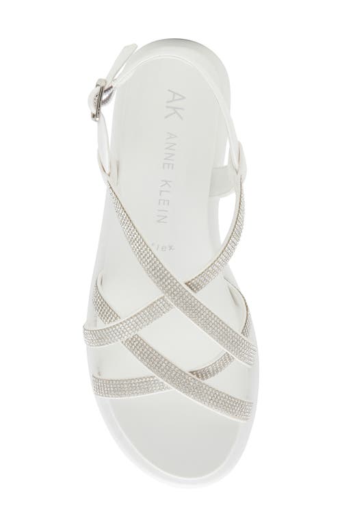 Anne Klein Esmeralda Strappy Sandal In White Microsuede