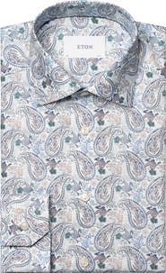 Eton Slim Fit Paisley Cotton & Lyocell Dress Shirt