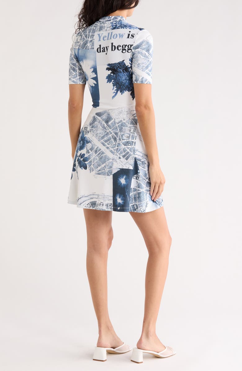 Desigual Love Print Short Sleeve Ribbed Dress, Alternate, color, Linen White