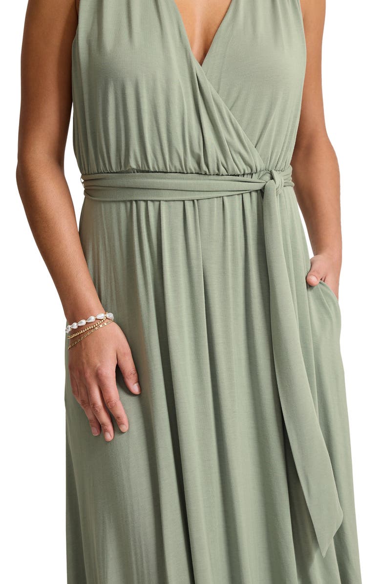 Tommy Bahama Palmabella Sleeveless Tie Waist Faux Wrap Maxi Dress, Alternate, color, Marjoram