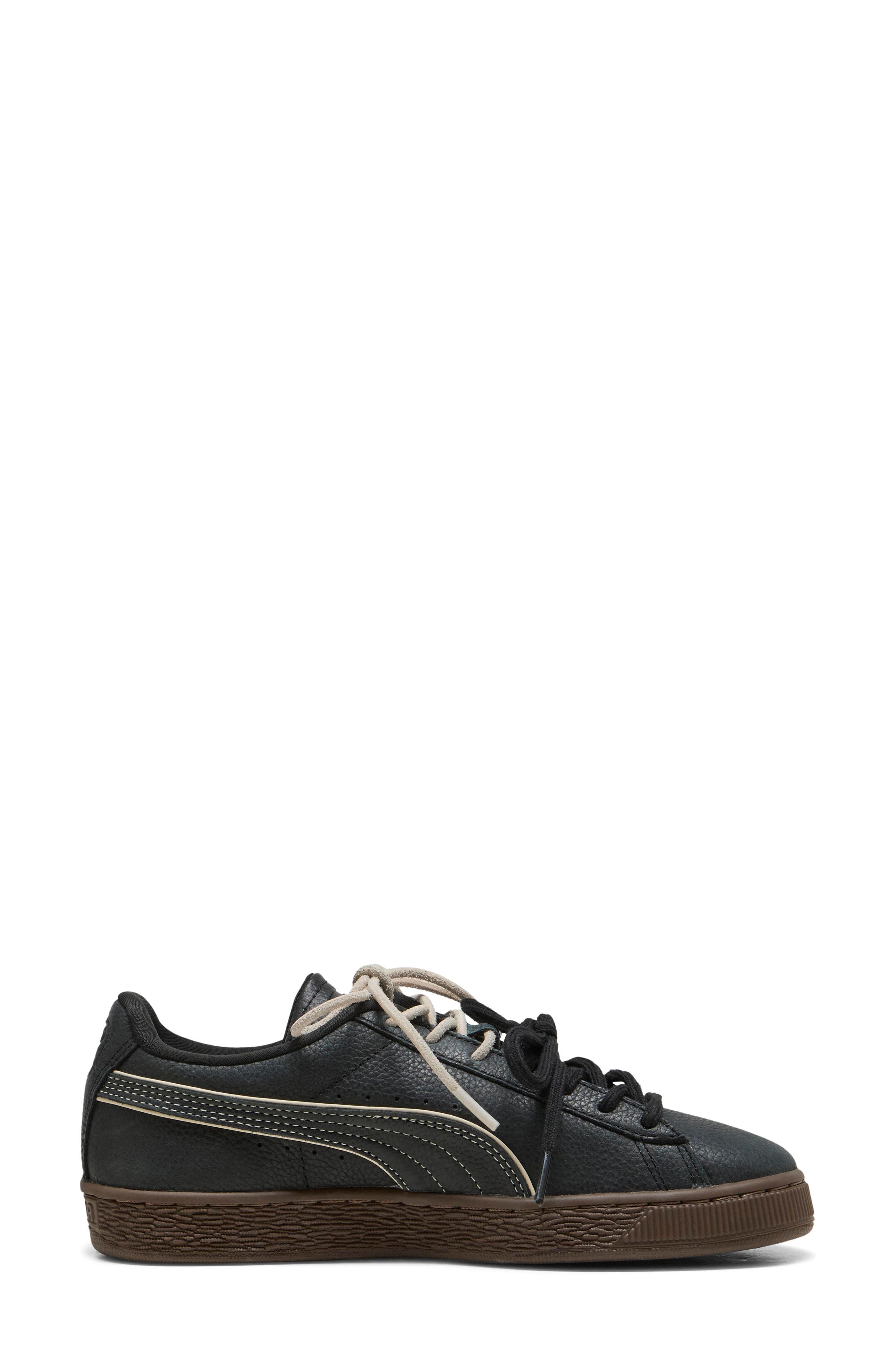 Suede Bloom Dress-Up Leather Sneaker, Alternate, color, PUMA BLACK/ CHOCOLATE
