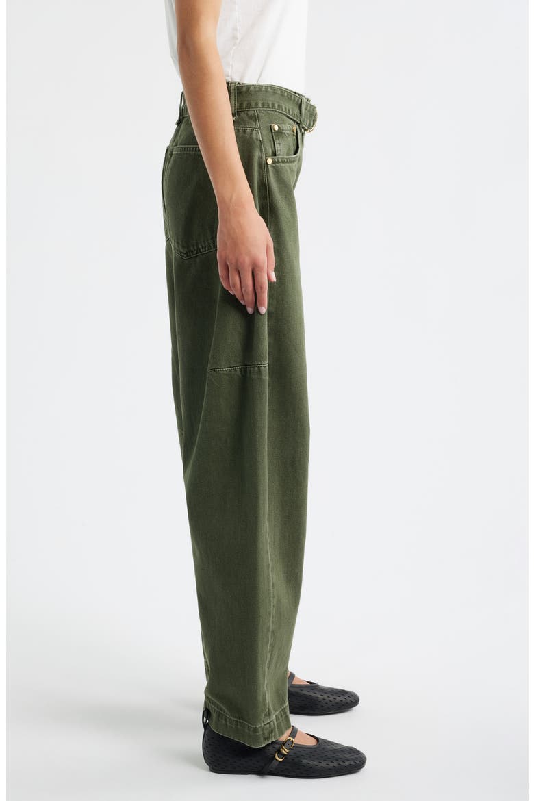 Charlie Belted Super High Waist Ankle Barrel Jeans, Alternate, color, DARK OLIVE STONE