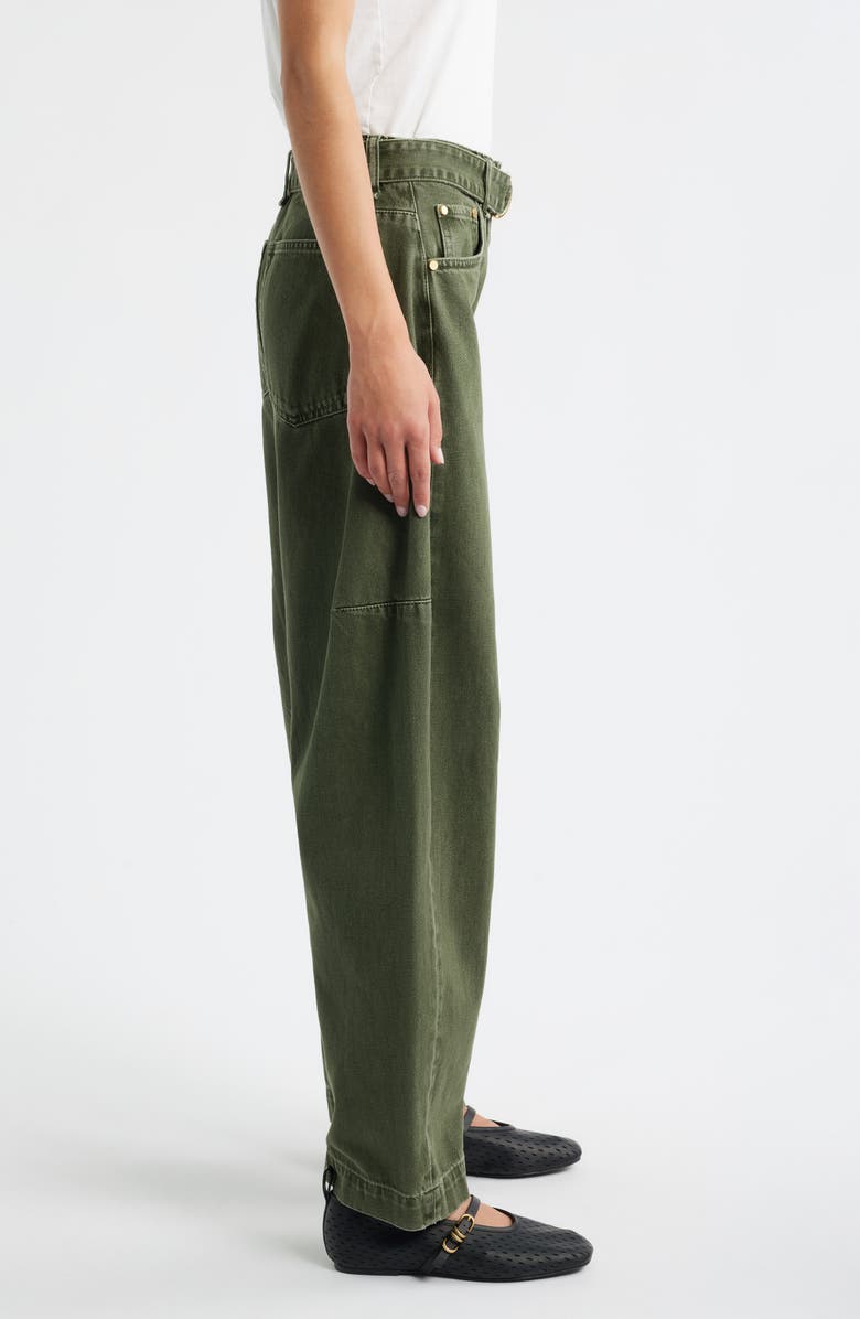 rag & bone Charlie Belted Super High Waist Ankle Barrel Jeans, Alternate, color, Dark Olive Stone