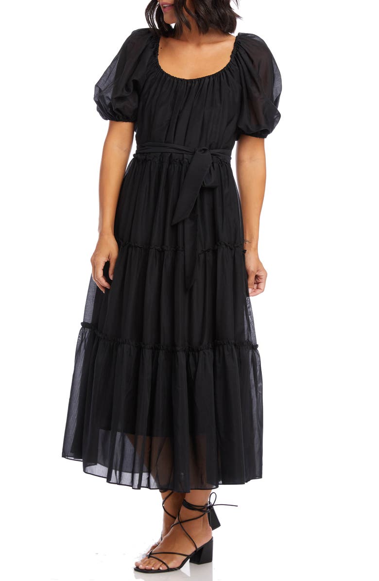 Karen Kane Puff Sleeve Tiered Maxi Dress, Alternate, color,