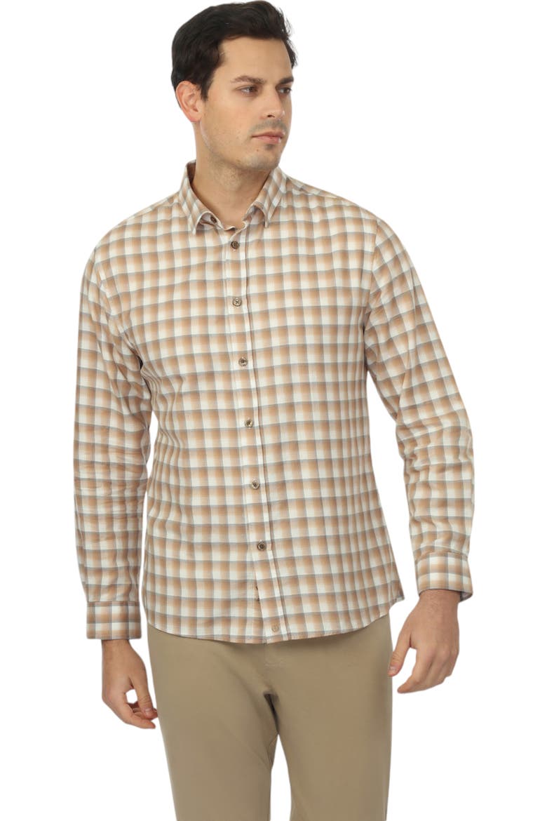 Men's Sawtooth Plaid Button-Down Shirt, Alternate, color, Beige